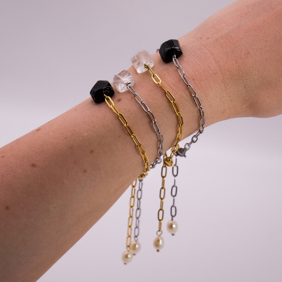 Raw Crystal Armband mit schwarzem Turmalin - CrystalMind